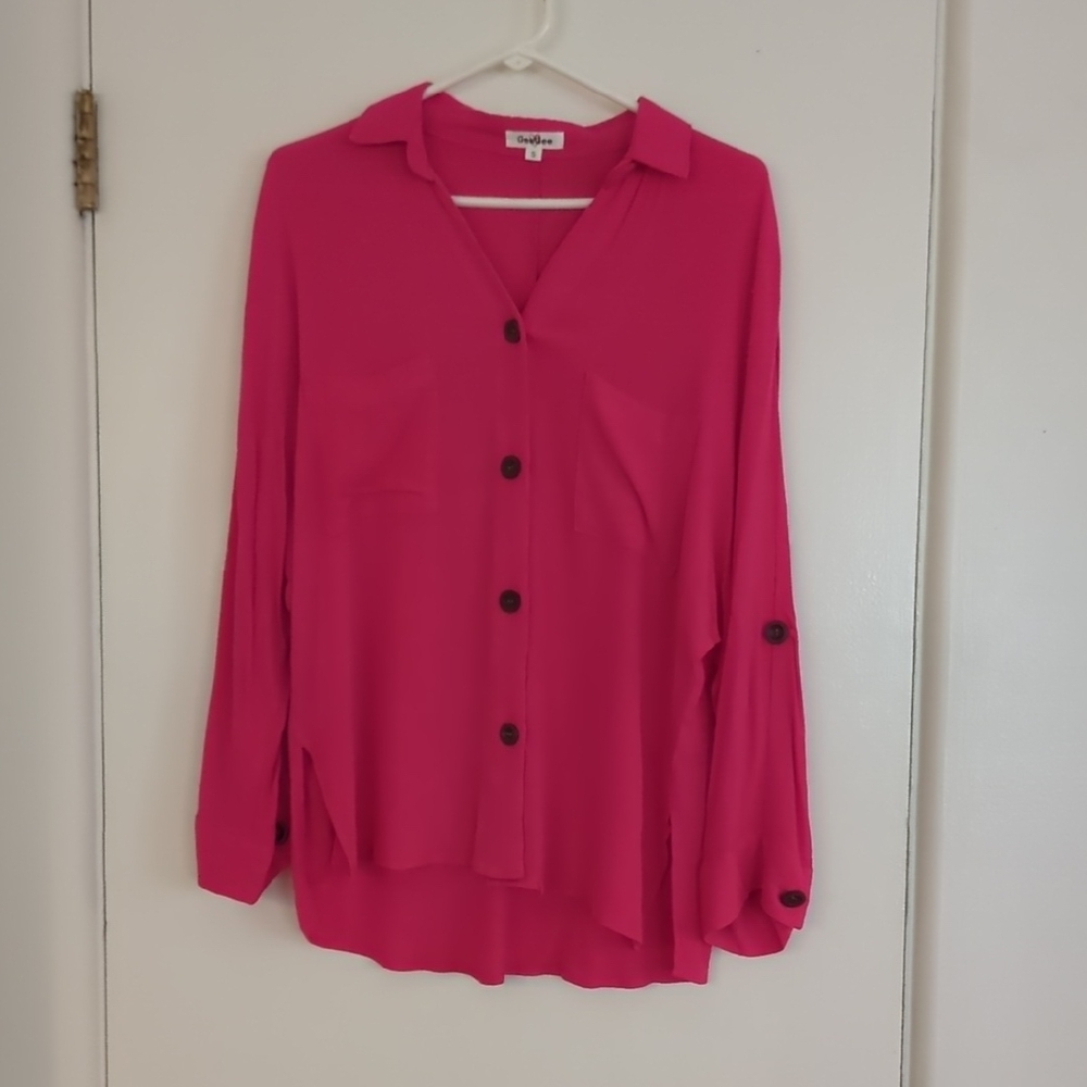 Vibrant Pink Button-Down Shirt